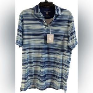 NWT Hickey Freeman Golf Polo, beautiful blue pattern, UFP protection, wicking